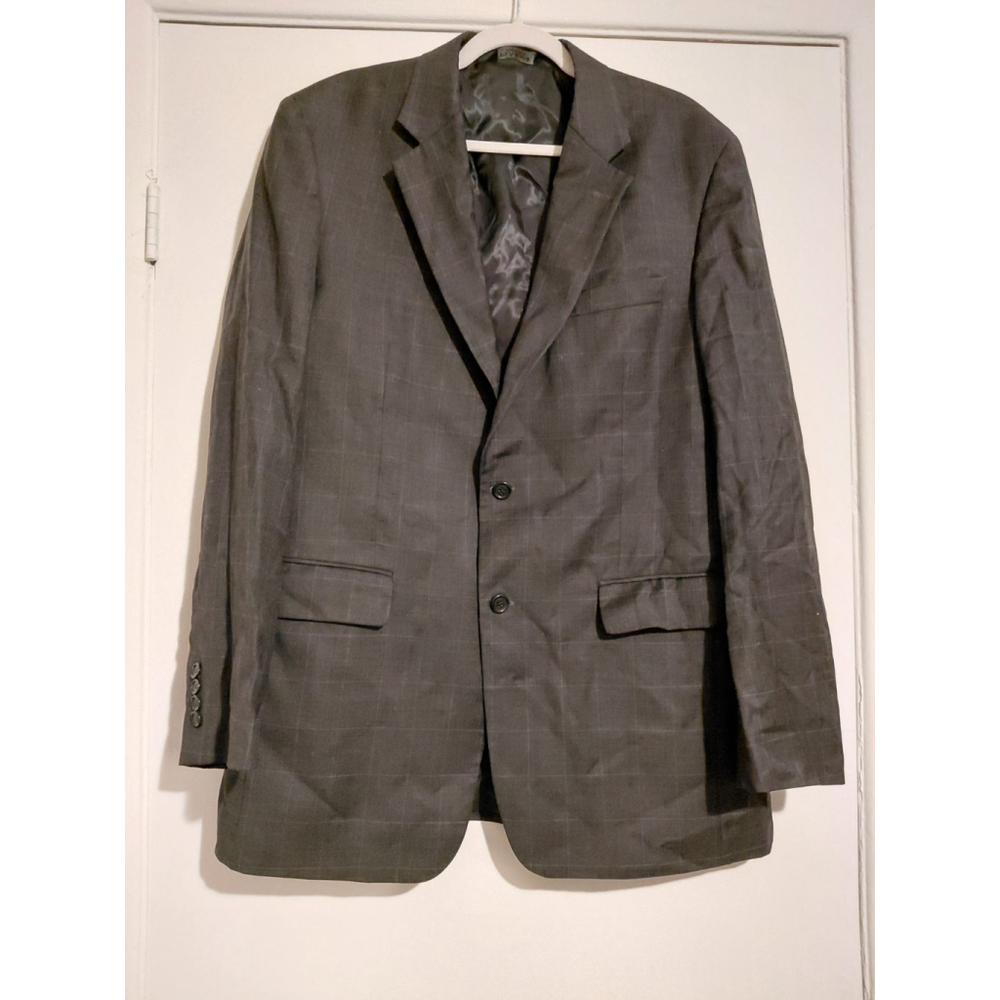 Jos. A. Bank Executive 100% Wool Gray Check Blazer Suit Jacket 44L 2 button